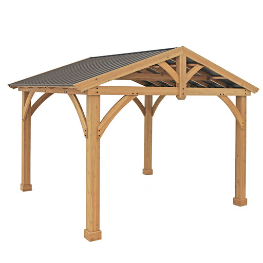 Bare wooden structure of the YM11726 11x13 Carolina Cedar Pavilion.