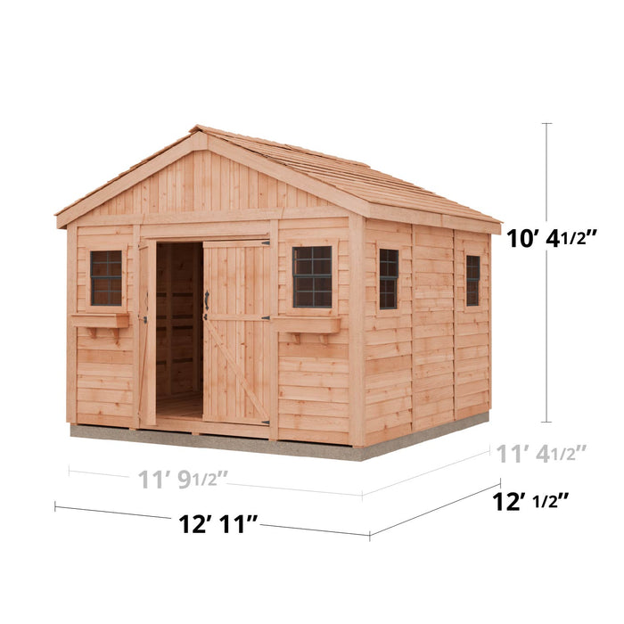 Specifications of the Outdoor Living Today Space Master Storage Shed 12x12