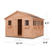 Specifications of the Outdoor Living Today Sunshed Garden Shed 12x12