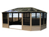 Full view of the 12x18 Freestanding Solarium gazebo with sand polycarbonate roof, displaying the entire structure set against a plain background.