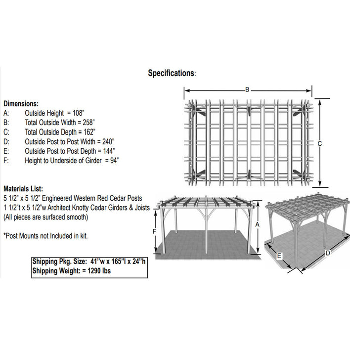 specs of Breeze Pergola Kit 12×20