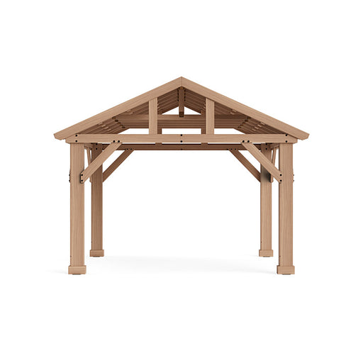 Bare wooden structure of the Meridian Cedar 14x12 Pavilion.