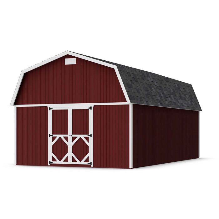 Massive 14x24 Classic Gambrel Large Barn in red by Little Cottage Co., with durable siding, white trim, and barn doors for versatile backyard storage.