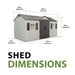 Lifetime 15x8 ft. storage shed exterior dimensions diagram showing width, depth, and height measurements.