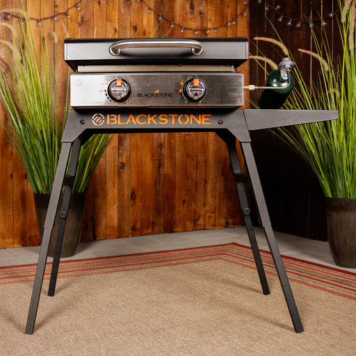 A griddle stand used for outdoor cooking
