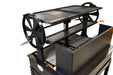 Sunterra 30 inch rear resting shelf in perforated carbon steel, shown from another angle for outdoor grill setups.