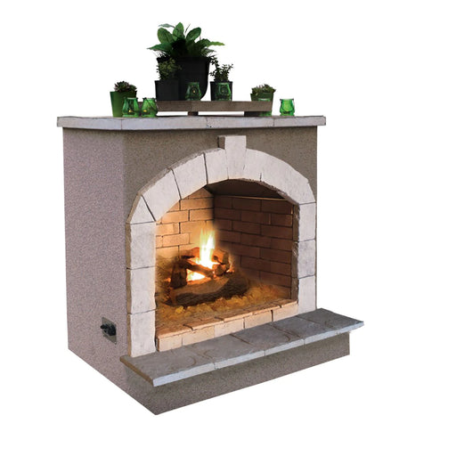 Cal Flame 48-Inch Outdoor fireplace in a white background