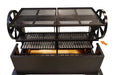 Sunterra 48 inch rear resting shelf made of carbon steel, attached to an outdoor grill for extra workspace.