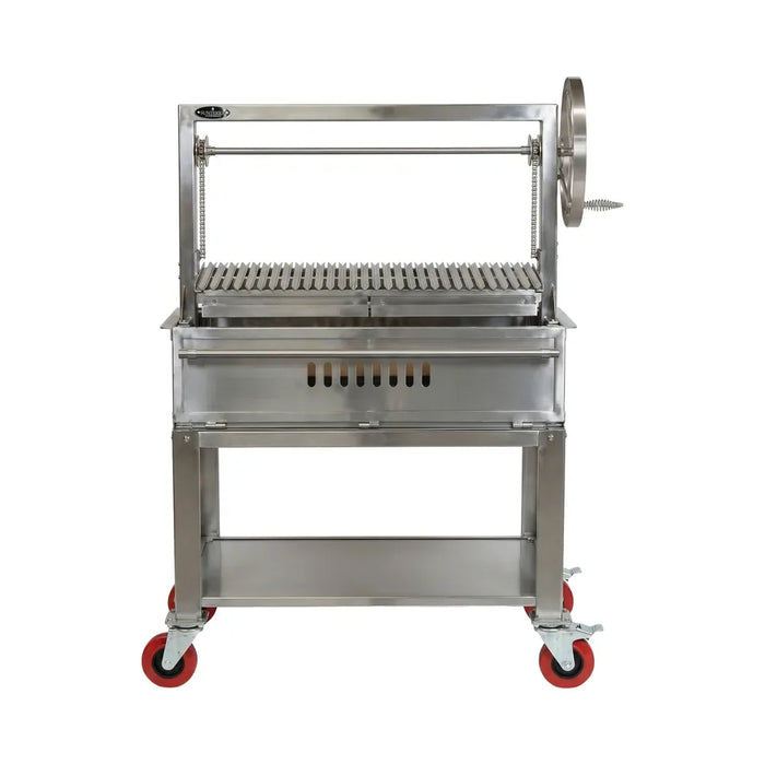 Sunterra Outdoor Santa Maria 48 inch single cart grill in stainless steel, showcasing its sturdy build and sleek finish.