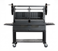 Sunterra 48 inch Argentine brasero grill on cart with split grate, shown from a side angle highlighting build quality.
