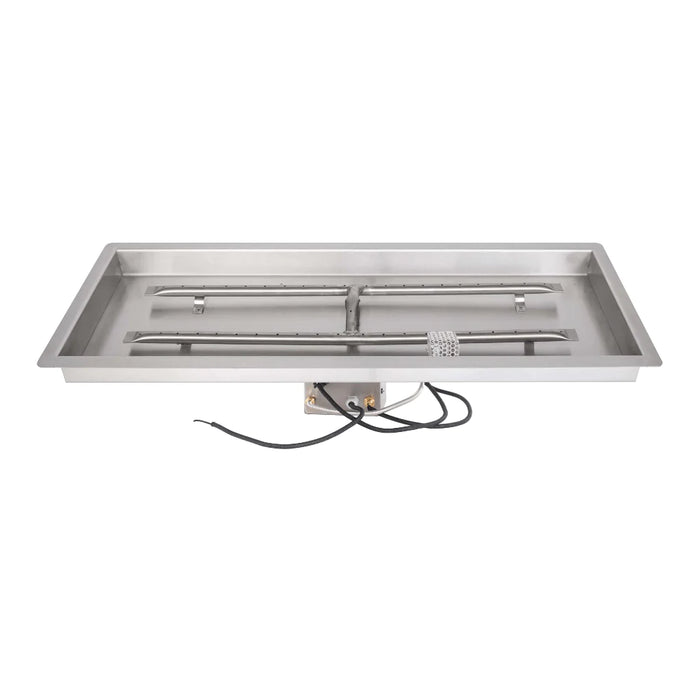 front and back angle of 12" x 48" Rectangular Drop-in Pan & 6" x 42" Stainless Steel 'H' Burner