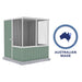 Absco 5' x 5' Chicken Coop - Pale Eucalypt with 'Australian made and owned' badge, isolated on white.