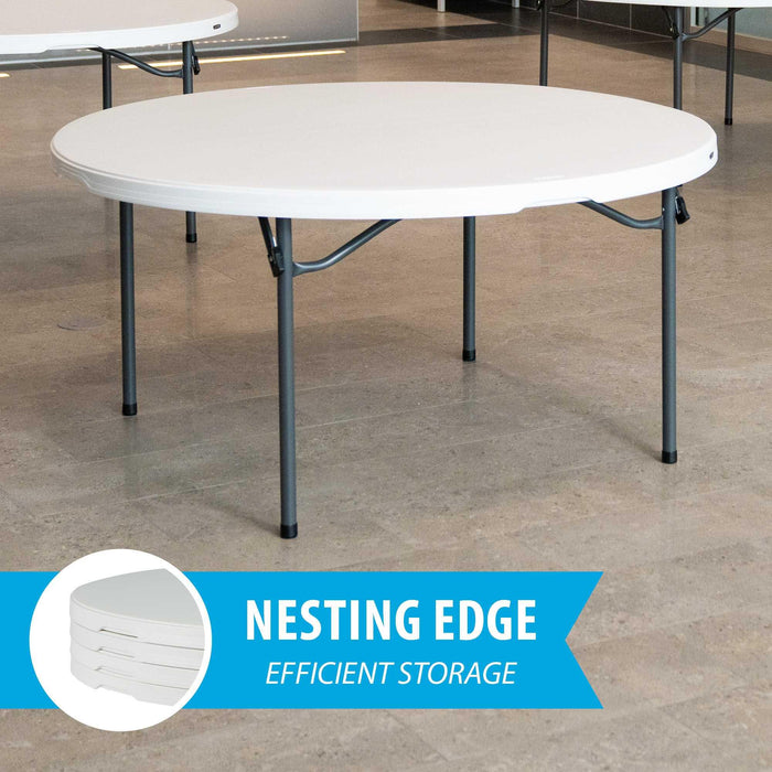 Almond Lifetime 4 Pack 60 Inch Round Nesting Table with nesting edge design for efficient storage and space saving