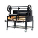 Sunterra 60 inch Pro Series Argentine brasero grill with split grate on rolling cart, shown from a rear angle.