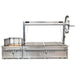 60-inch stainless steel Argentine side brasero shown at an angle, highlighting Sunterra's outdoor grill design.