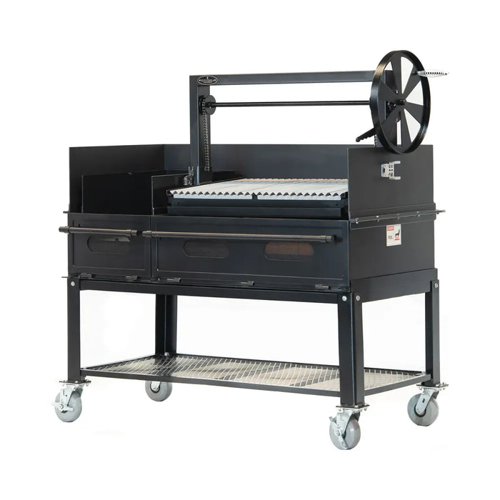 Close-up of the 60in Sunterra Argentine brasero grill cart, showing sturdy construction and detailing on the Pro Series de...