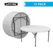 Open 60in Lifetime round folding table with stacked tables on storage cart from 15 Pack combo