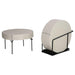 Almond Lifetime 60in round folding tables stacked vertically on heavy duty storage cart