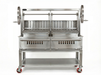 60in split cart stainless Argentine rear brasero grill by Sunterra, shown from another angle highlighting its build.
