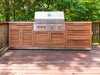 Outdoor Kitchen	Grove Style	Cabinet Set	with stainless steel grill in the backyard