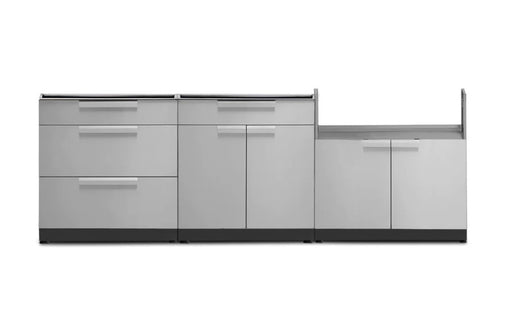 Outdoor Kitchen	Stainless Steel	3-Piece Cabinet Set	in white background