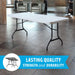 Lifetime 4 Pack 6-Foot Rectangle Folding Table highlighting lasting quality, strength, and durability indoors