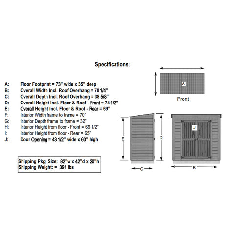 Specs of the 8x4 Gardensaver Double Door Shed