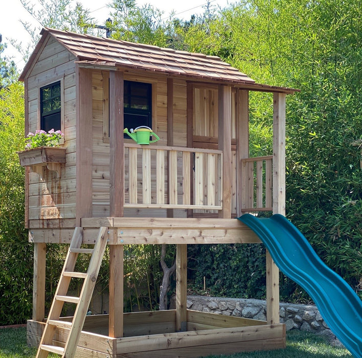 Little Cedar Playhouse & Sandbox 6x6 with slide