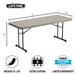 Lifetime 4 Pack Professional Folding Table putty color dimensions 72 inch length 30 inch width 29 inch height