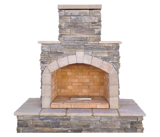 Cal Flame 78-Inch Outdoor Fireplace fireplace in white background