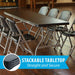Stackable tabletop of Lifetime 4 Pack 8-Foot Black Nesting Table showing straight secure nesting design for compact storage