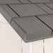 Close-up of the Lifetime storage shed's roof shingle edge detail.
