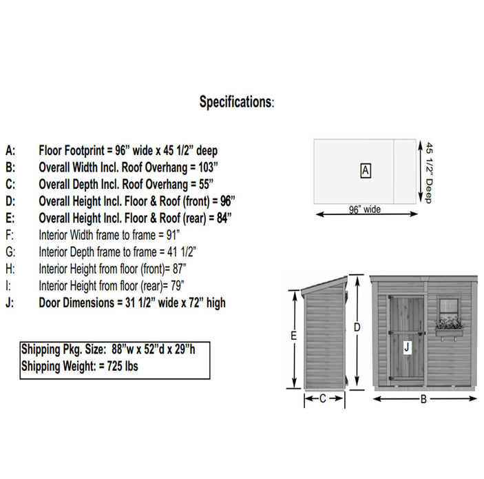 Specs of the 8x4 Gardensaver Single door