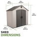 Lifetime 8x5 ft. storage shed exterior dimensions diagram showing width, depth, and height measurements.