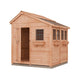 Outdoor Living Today Sunshed 8x8 Garden Shed with sturdy framing and functional windows, ideal for garden enthusiasts.