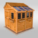 Outdoor Living Today Sunshed 8x8 Garden Shed with sturdy framing and functional windows, ideal for garden enthusiasts.