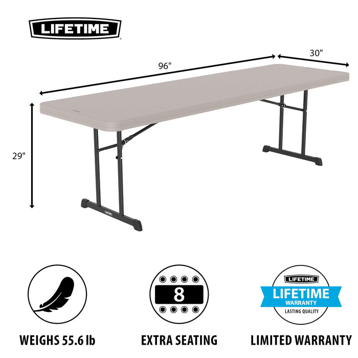Lifetime 4 Pack Professional Folding Table putty color dimensions 96 inch length 30 inch width 29 inch height