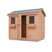 Outdoor Living Today 9x6 Cabana Shed with metal roof and two front windows designed for compact backyard storage