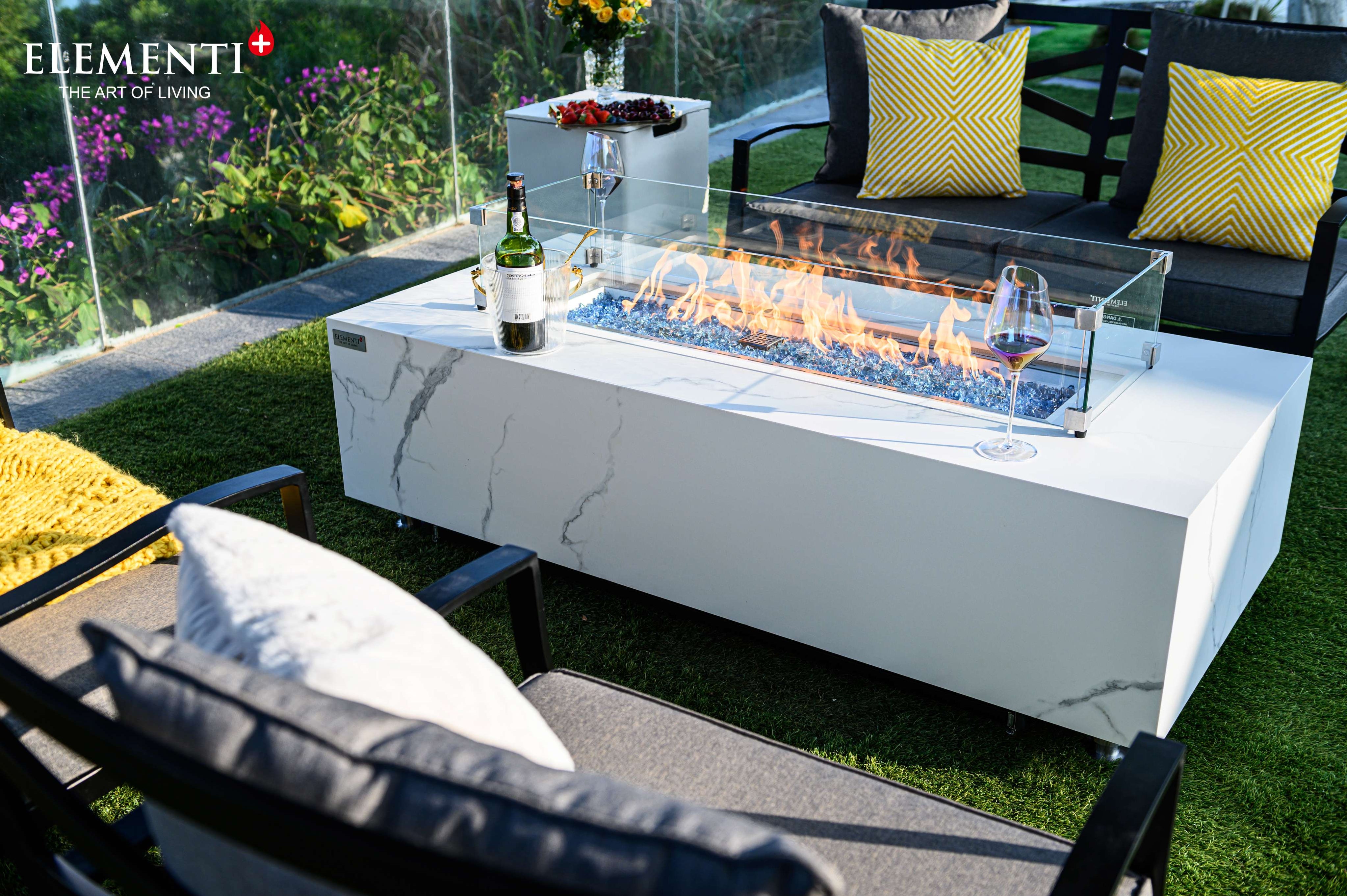 Elementi Plus Carrara Marble Pocelain Fire Table - Shop Now! — Backyard ...