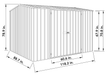 Line drawing showing the dimensions of the Absco 10 x 7 ft Premier Metal Storage Shed.