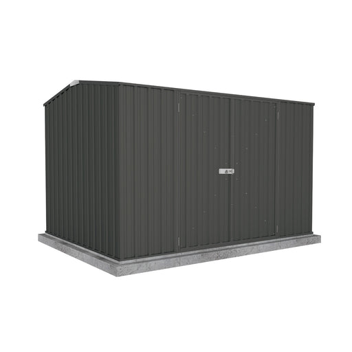 The Absco 10 x 7 foot Premier Metal Monument Shed in white background.