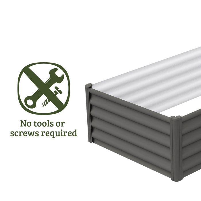 Absco 6' x 3' The Organic Garden Co Metal Rectangle Garden Bed with a no tools or screws required label on a white background.