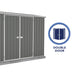 The double door feature of the Absco 10 foot Metal Storage Shed.