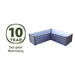 Absco The Organic Garden Co 4' x 4' x 1' Metal L Garden Bed with a '10 Year Warranty' badge, on a white background.
