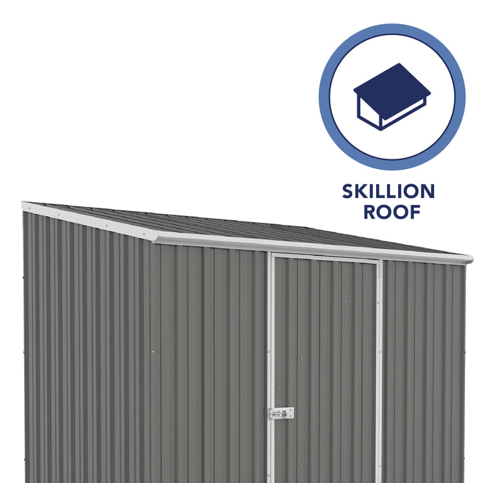 Roof details of the Absco Space Saver Metal Garden Shed  Single Door in Woodland Gray.