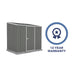 Absco 7.5 x 5 ft Metal Garden Shed with a '12 Year Warranty' badge, on a white background.