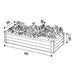Line drawing of Absco 6' x 3' The Organic Garden Co Metal Rectangle Garden Bed filled with plants, displaying dimensions.