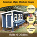 A coastal blue OverEZ XL Chicken Coop that holds 20 chickens, flaunting American-made quality and Amish-trained craftsmanship, perfect for any season.