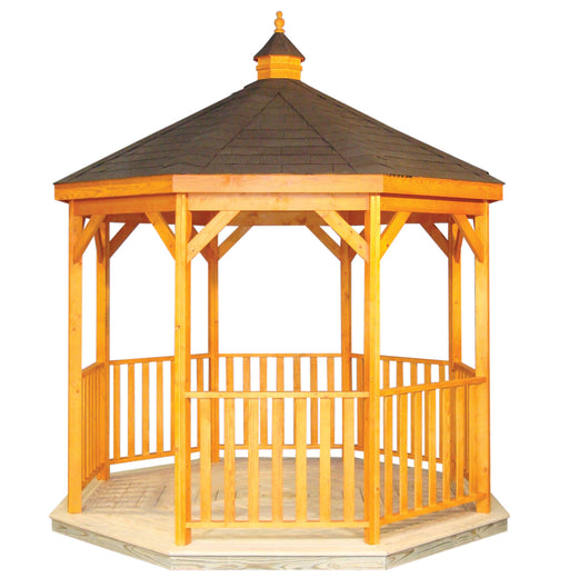 10 Foot Wood Gazebo-In-A-Box with Floor clean shot