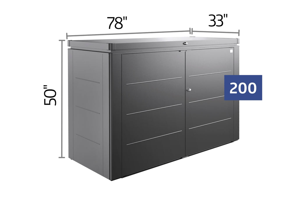 Side profile of Biohort HighBoard 200 with its dimensions.